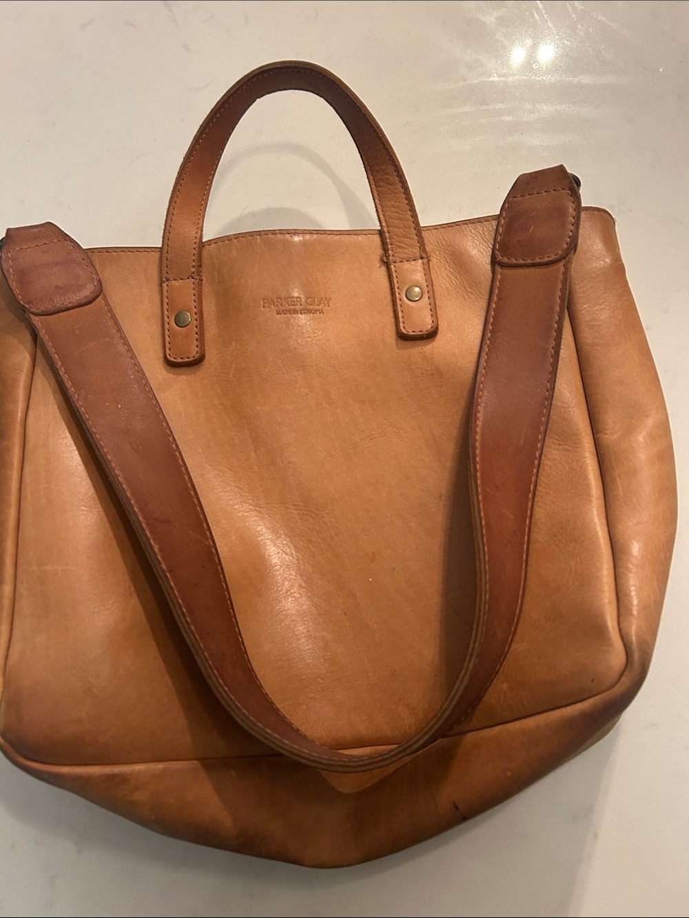 Parker Tan Leather Tote Bag